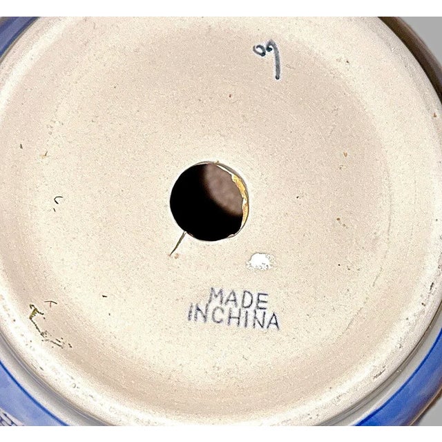 Blue Vintage Chinese Blue and White Canton Ware Planter W/Tray For Sale - Image 8 of 9