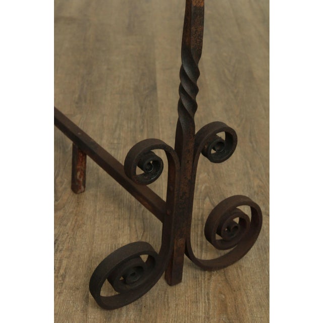Vintage Hand Forged Iron Pair Andirons For Sale - Image 11 of 13