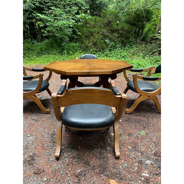 Mid-Century Modern 1960s Drexel Esperanto Mid-Century Modern Hexagonal Low Dining & Game Table With 4 Chairs For Sale - Image 3 of 17