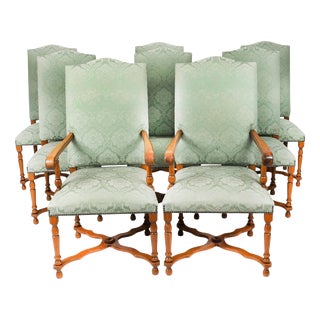 Vintage High Back Dining Chairs in Oak, Set of 8 For Sale