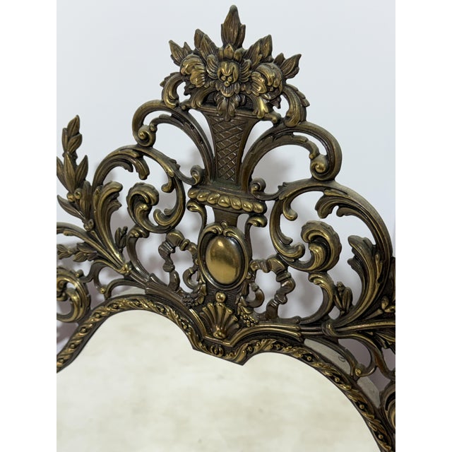 Gold Large Mid-Century Italian Brass Mirror, 1950 For Sale - Image 8 of 10