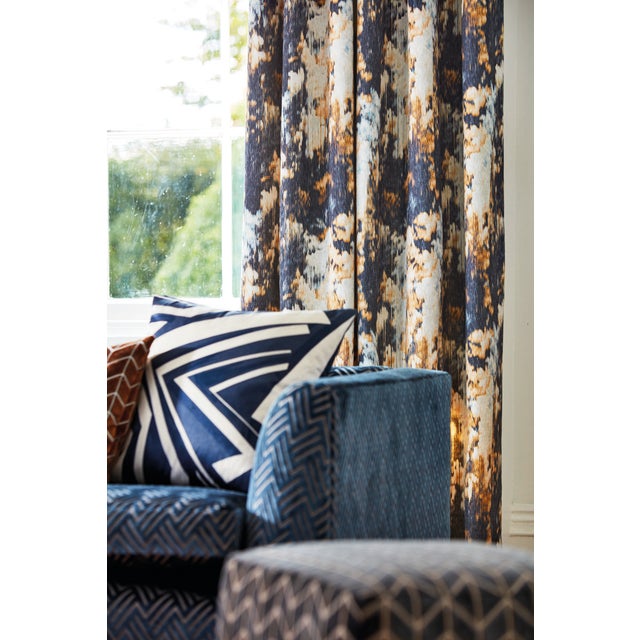 Contemporary Harlequin Distortion Fabric in Tobacco/Slate/Clay For Sale - Image 3 of 3