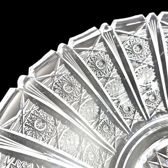 Glass Bohemian Queen Anne's Lace Centerpiece Bowl Tidbit Dish 14" For Sale - Image 7 of 12