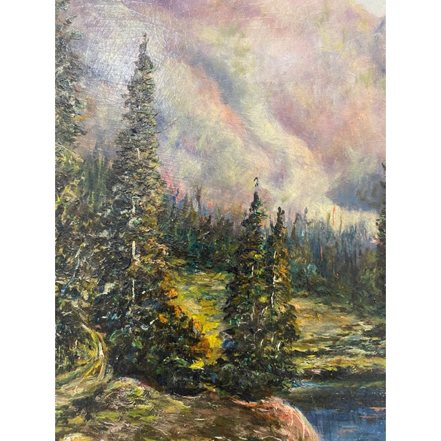 Vintage Oil Painting Luminous Mountain Landscape by f.a. Millard C.1925 For Sale In San Francisco - Image 6 of 11