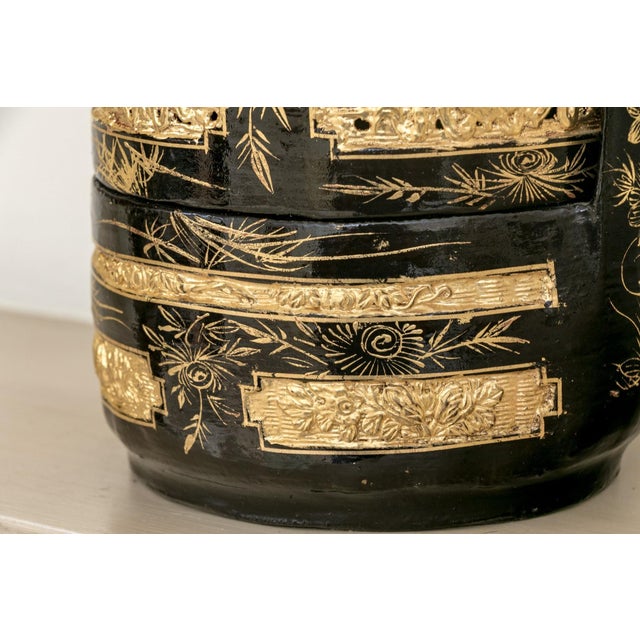 Antique Chinese Black Lacquered Three-Tiered Wedding Basket For Sale - Image 11 of 11