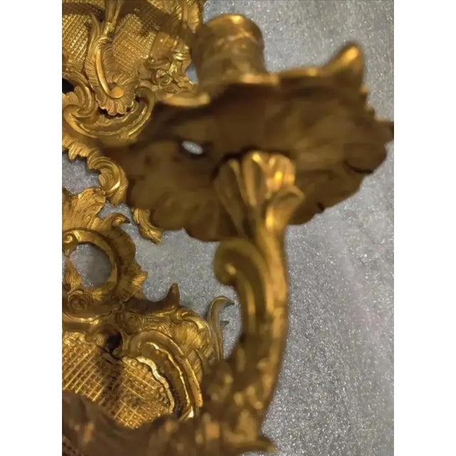 Late 19th Century 19th Century Ornate French Rococo Gilt Bronze Wall Sconces - A Pair For Sale - Image 5 of 11
