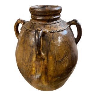 Antique 19th-C. South of France Glazed Earthenware Olive Oil Jar For Sale
