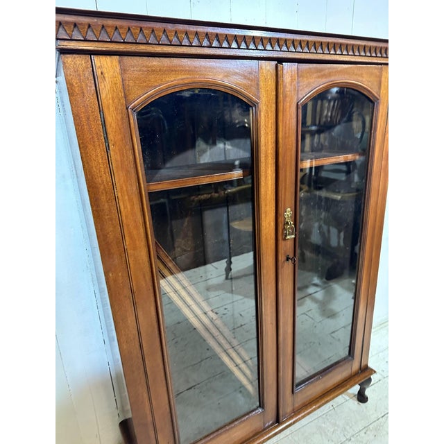Victorian Adjustable Shelf Mahogany Bookcase with Glass Double Doors, 1850 For Sale - Image 14 of 15