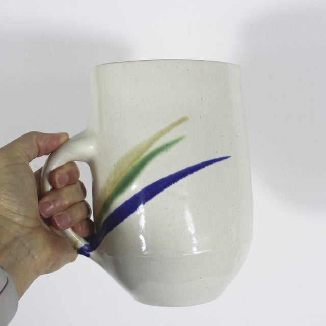 White Vintage Studio Pottery Pitcher Milk Bag Holder Jug Vase For Sale - Image 8 of 8
