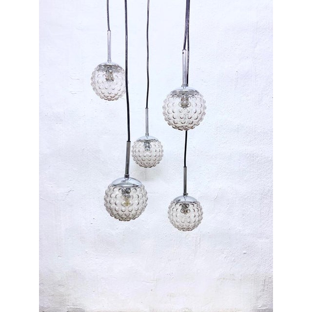 Space Age Cascade Pendant Light in Glass and Chrome by Rolf Krüger for Staff, 1960s For Sale - Image 15 of 15