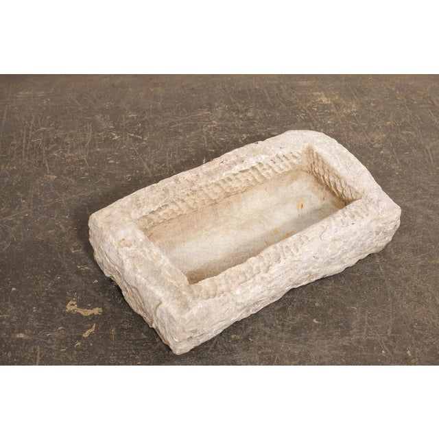 Antique White Antique Spanish Carved-Stone Basin For Sale - Image 8 of 10
