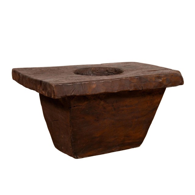 Rustic Antique Indonesian Brown Wooden Planter from the Early 20th Century For Sale - Image 10 of 10