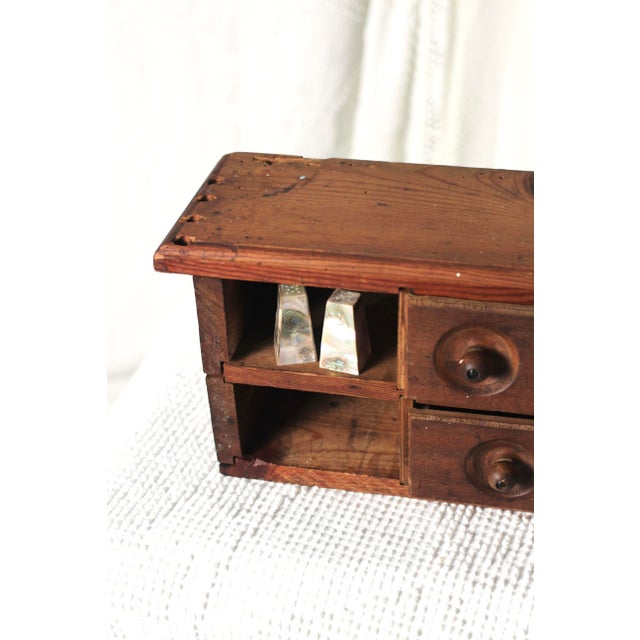 American Long Set of Antique Apothecary Style Drawers From the Early 1900s For Sale - Image 3 of 14