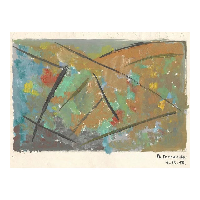Géométries - Original Tempera on Paper by Ph. Ferrando - 1953 1953 For Sale