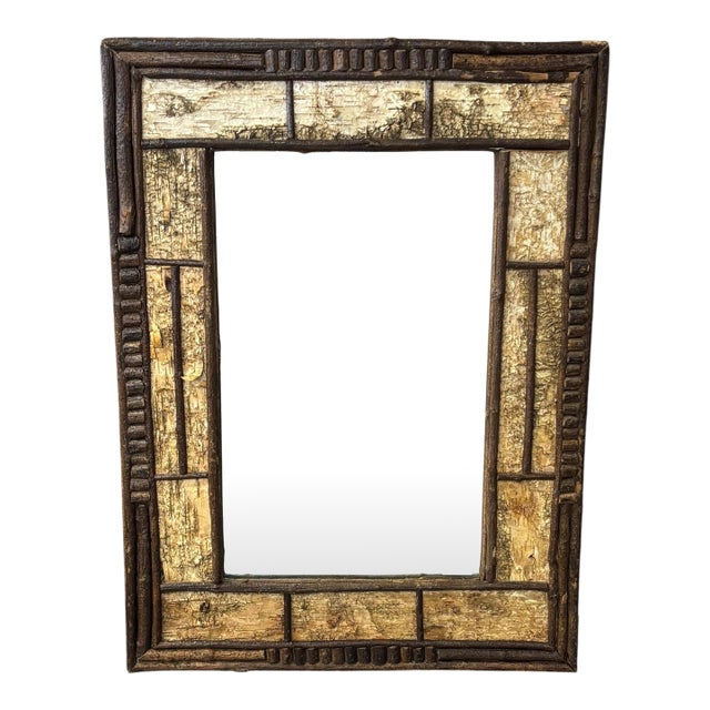 Vintage Handcrafted Cabin Style Log Mirror For Sale