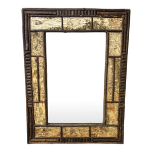 Vintage Handcrafted Cabin Style Log Mirror