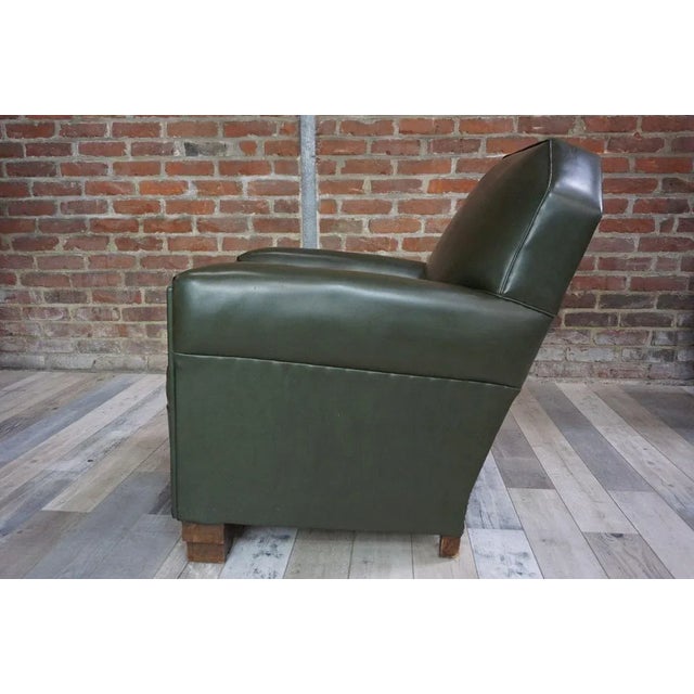 Mid-Century Modern Club Chair in Wood and Imitation Leather, 1930s For Sale - Image 3 of 7