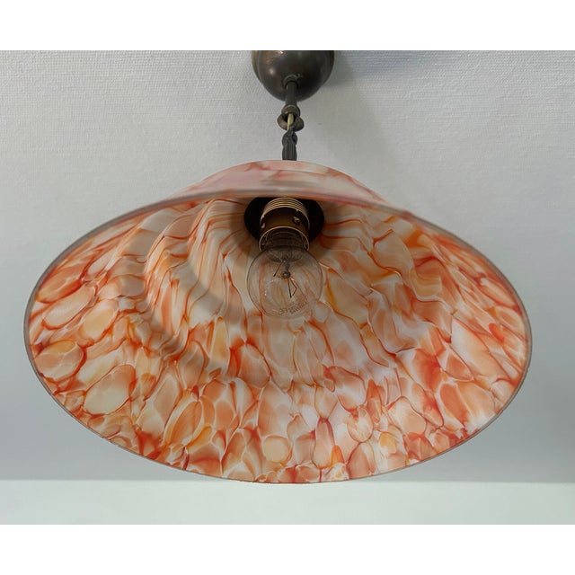 Art Deco Pendant Light in Marblel Glass, 1930s For Sale - Image 11 of 18