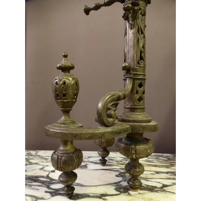 Antique Bronze Silver Andirons, Set of 2 For Sale - Image 4 of 8