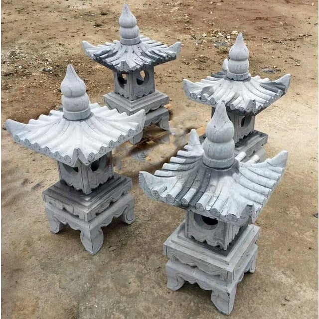Japanese Stone Garden Pagoda Lanterns For Sale - Image 3 of 6