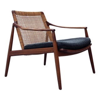 Model 400 Lounge Chairs in Teak and Rattan by Hartmut Lohmeyer for Wilkhahn, Germany 1960s, Set of 2 For Sale