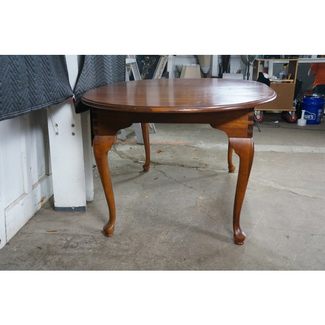 Broyhill Furniture Village Tapestry Queen Anne Style Dining Breakfast Table 68" For Sale - Image 9 of 18