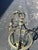 1950s 3-Light Brass & Belved Glass Cylinder Foyer Chandelier / Lantern For Sale In San Francisco - Image 6 of 12