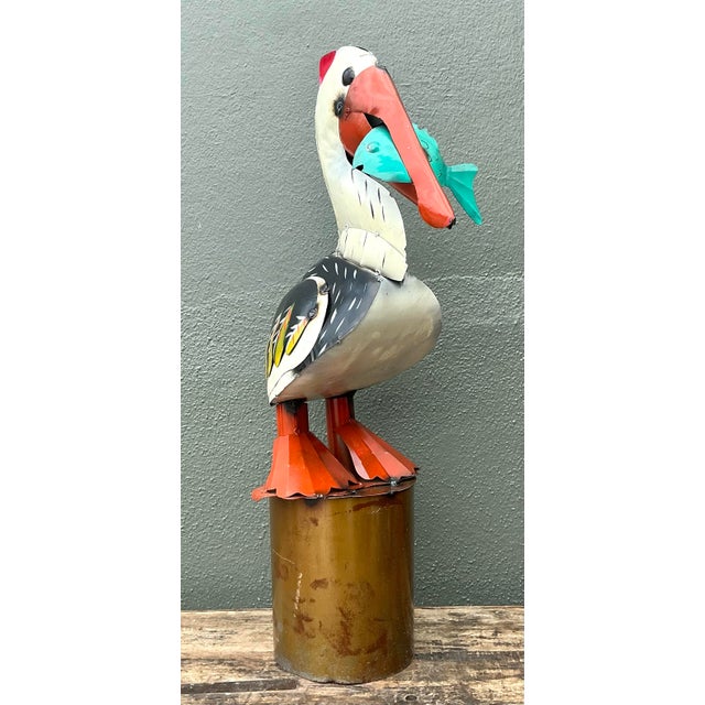 Vintage Torch Cut Metal Pelican For Sale - Image 12 of 12