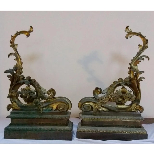 French 19th Century French Bronze Chenets - A Pair For Sale - Image 3 of 5