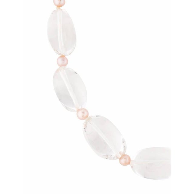 American Tiffany & Co Pearl Rock Crystal Necklace Collar Collier in Box Pink Sterling Silver 925 Clasp Vintage For Sale - Image 3 of 11