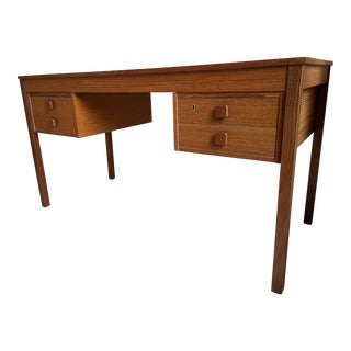 1960s Danish Modern Domino Mobler Teak 4-Drawer Writing Desk For Sale