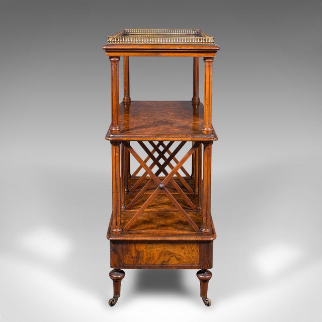 Early 19th Century Antique Canterbury Whatnot, English Burr Walnut, Display Stand, Etagere, Regency For Sale - Image 5 of 10