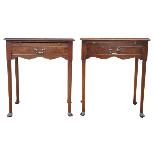 Mid-Century Burr Walnut Bedside Tables from the Savoy Hotel, London, 1950s, Set of 2 For Sale - Image 4 of 13