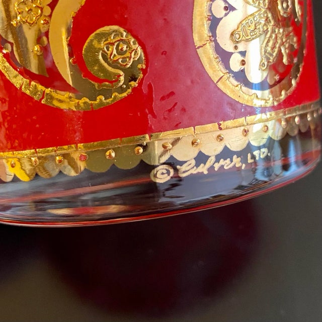 1960s Culver Paisley Old Fashioned Drinking Glasses With Ice Bucket and Serving Tray Set- 10 Pieces For Sale In San Francisco - Image 6 of 11