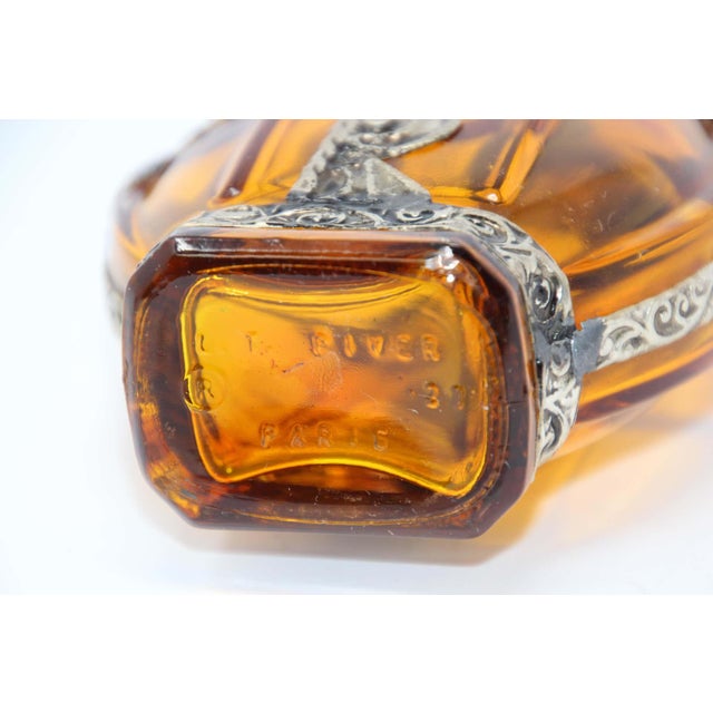 Metal 1960 Moroccan Amber Glass Perfume Bottle by Berber Tribes For Sale - Image 7 of 8