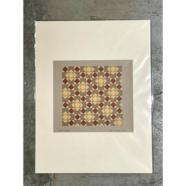 Vintage Geometric Tile Pattern Serigraph For Sale - Image 9 of 12