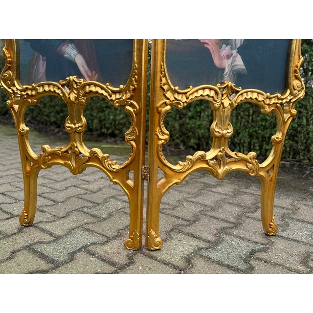 1960s 1960 French Louis XVI Gold Beech Room Divider Screen 2-Panel For Sale - Image 5 of 17