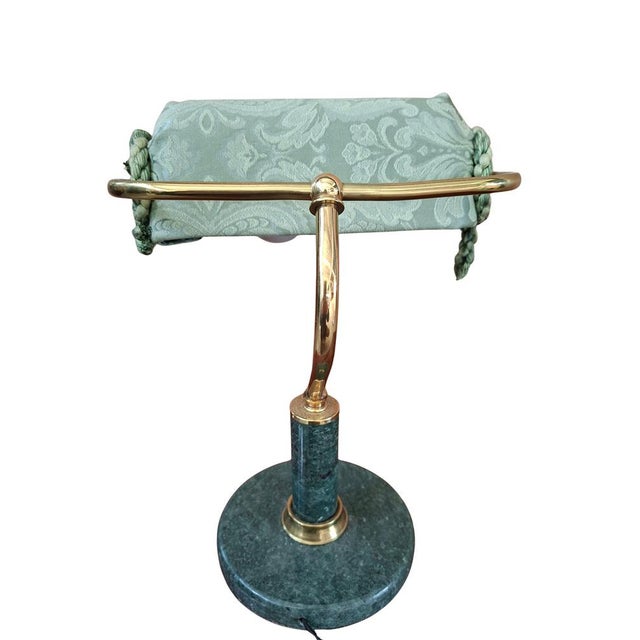 Forest Green Vintage Desk Lamp in Green Marble and Brass, 1980s For Sale - Image 8 of 11