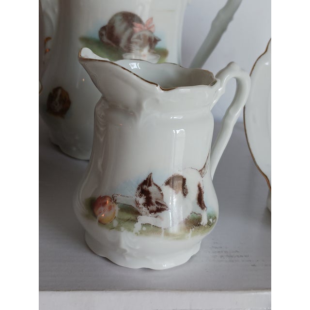 Late 19th Century Antique Victorian Tea Set Children's Kittens and Puppy- 7 Pieces C.1880 Complete For Sale - Image 5 of 7