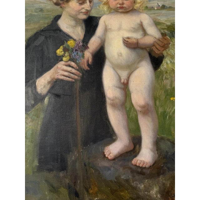 Heinrich Pforr, Nude Boy – Mother Erna with Son Walter, Oil Painting on Canvas For Sale - Image 11 of 13