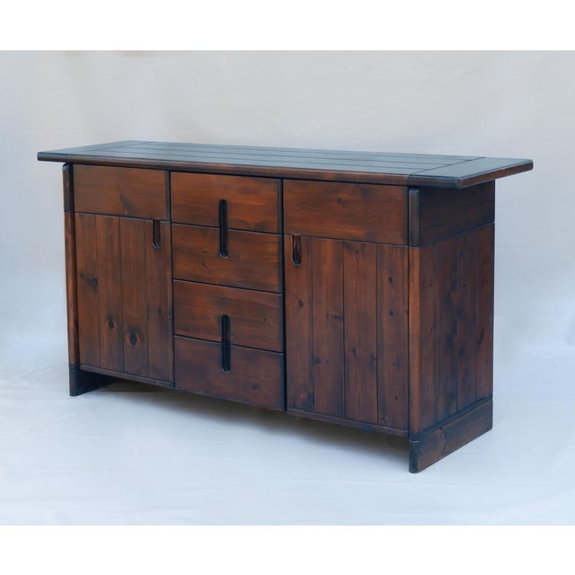 Wood Vintage Brutalist Pine Sideboard by Silvio Coppola for Fratelli Montina, Italy, 1970s For Sale - Image 7 of 7
