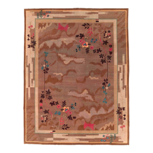 Galerie Shabab Collection Early 20th Century Chinese Art Deco Inspired Vintage Indian Carpet