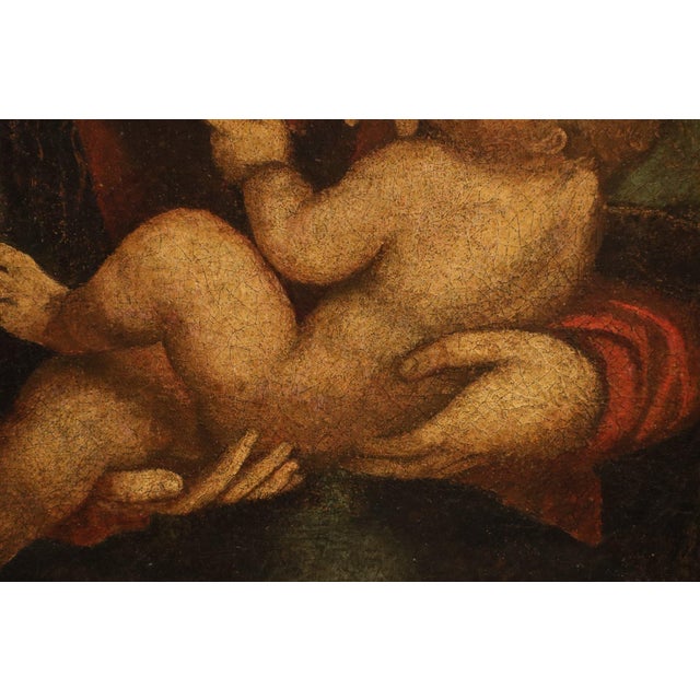 Pittore Leonardesco, Madonna and Child Leonardo-Esque, 1520, Oil on Canvas For Sale - Image 9 of 12