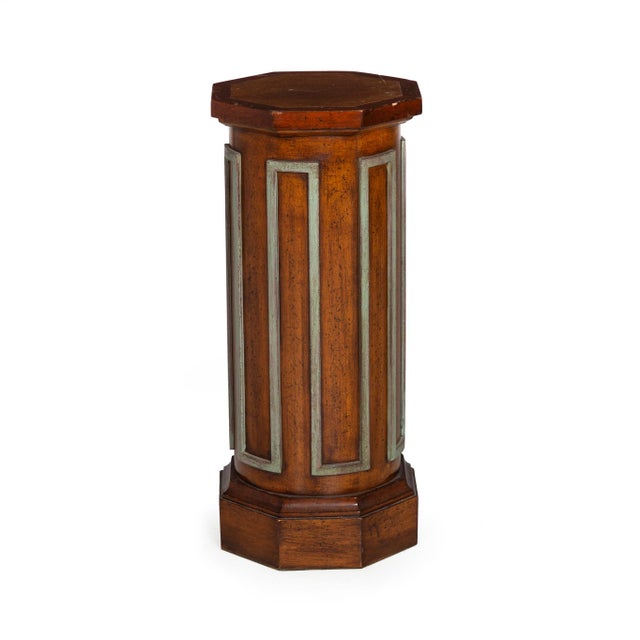 Mid-Century Painted Pedestal 20th century, circa 1970s 20 1/4" H x 9" W/D Decorative pedestal with octagonal top and base,...