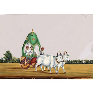 Indian Company School, Native Hackery with Two Oxen, 1800s, Gouche Paper For Sale