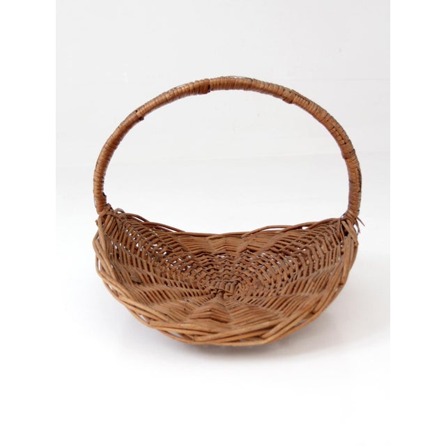 Wood Vintage Wicker Hearth Basket For Sale - Image 7 of 12