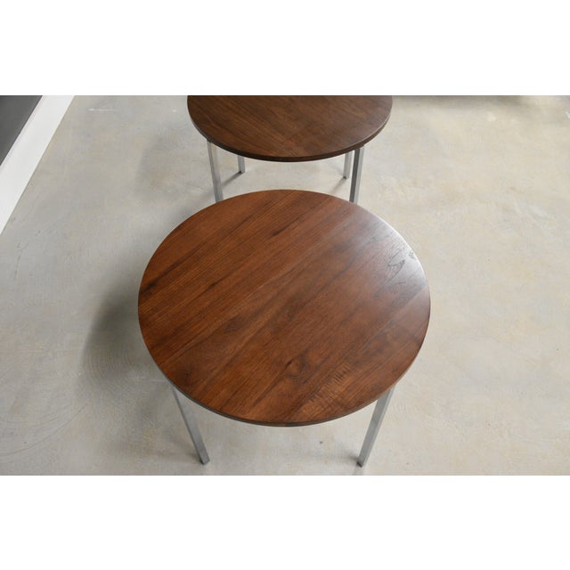 Florence Knoll Round Walnut End Table - A Pair For Sale In Boston - Image 6 of 8