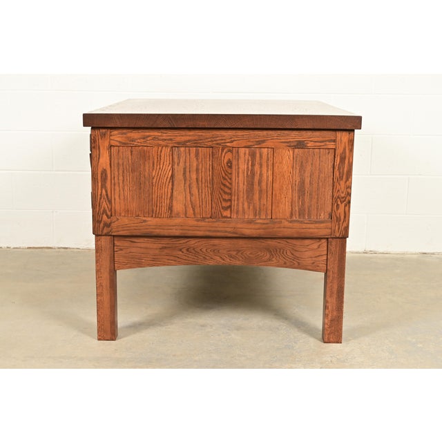 Antique Oak Arts & Crafts 5-Drawer Architect's Blueprint Flat File Cabinet, Newly Refinished For Sale - Image 13 of 15