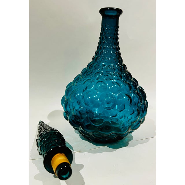 Vintage Empoli Genie Teal Blue Glass Decanter - Italian For Sale In Washington DC - Image 6 of 6