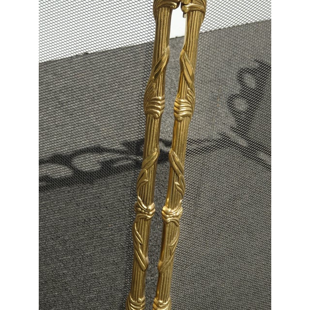 Vintage French Country Brass W Mesh Three Panel Fireplace Screen For Sale - Image 11 of 15